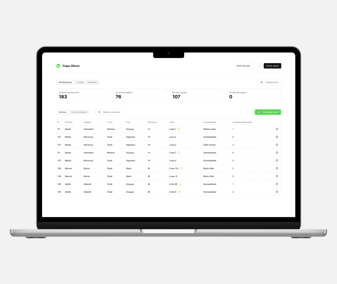 Registration interface