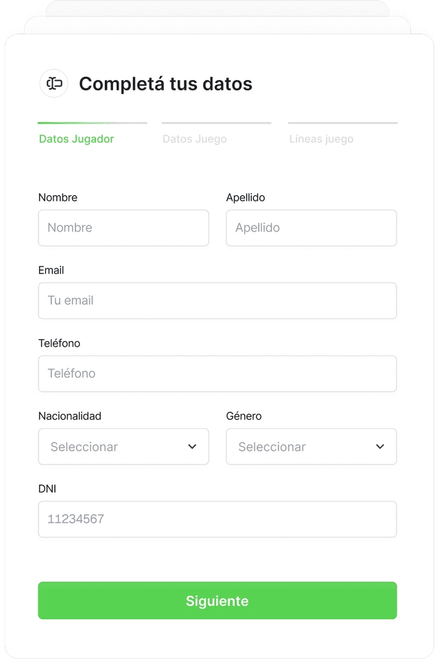 Registration interface